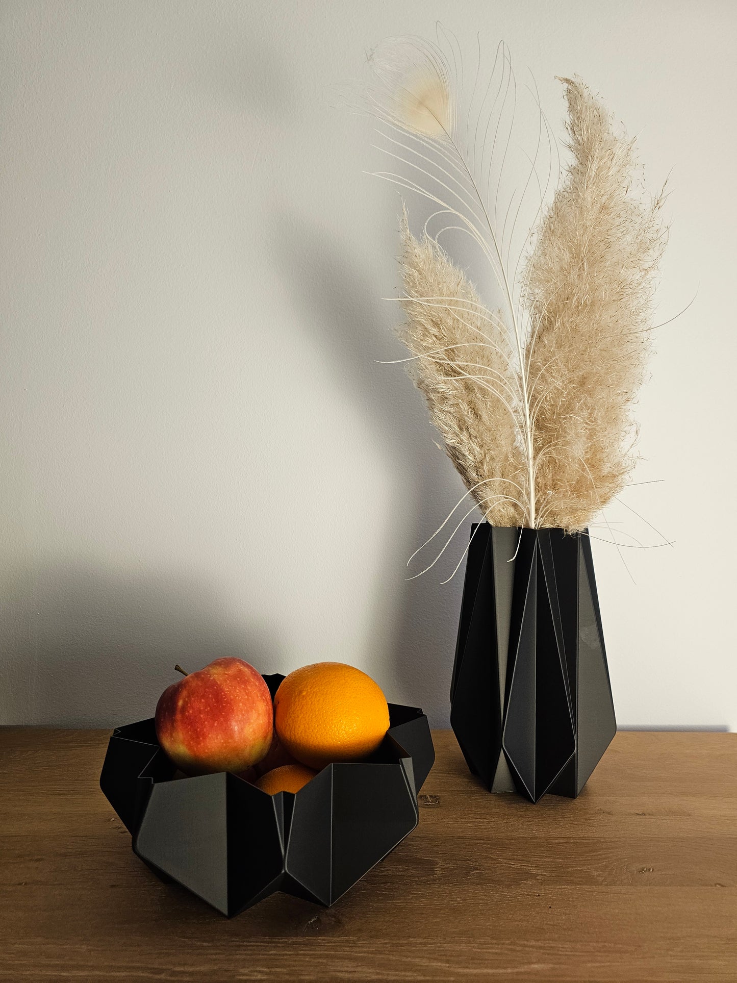 Pack Vase Quartz et corbeille NOIR