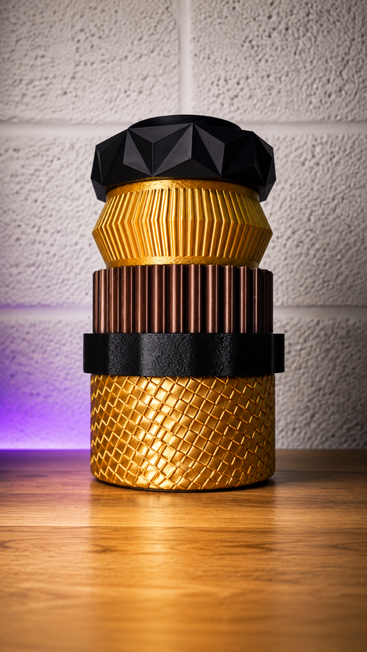 Vase TOTEM modulable, coloris ECLIPSE noir et doré – L'Atelier Lapinou