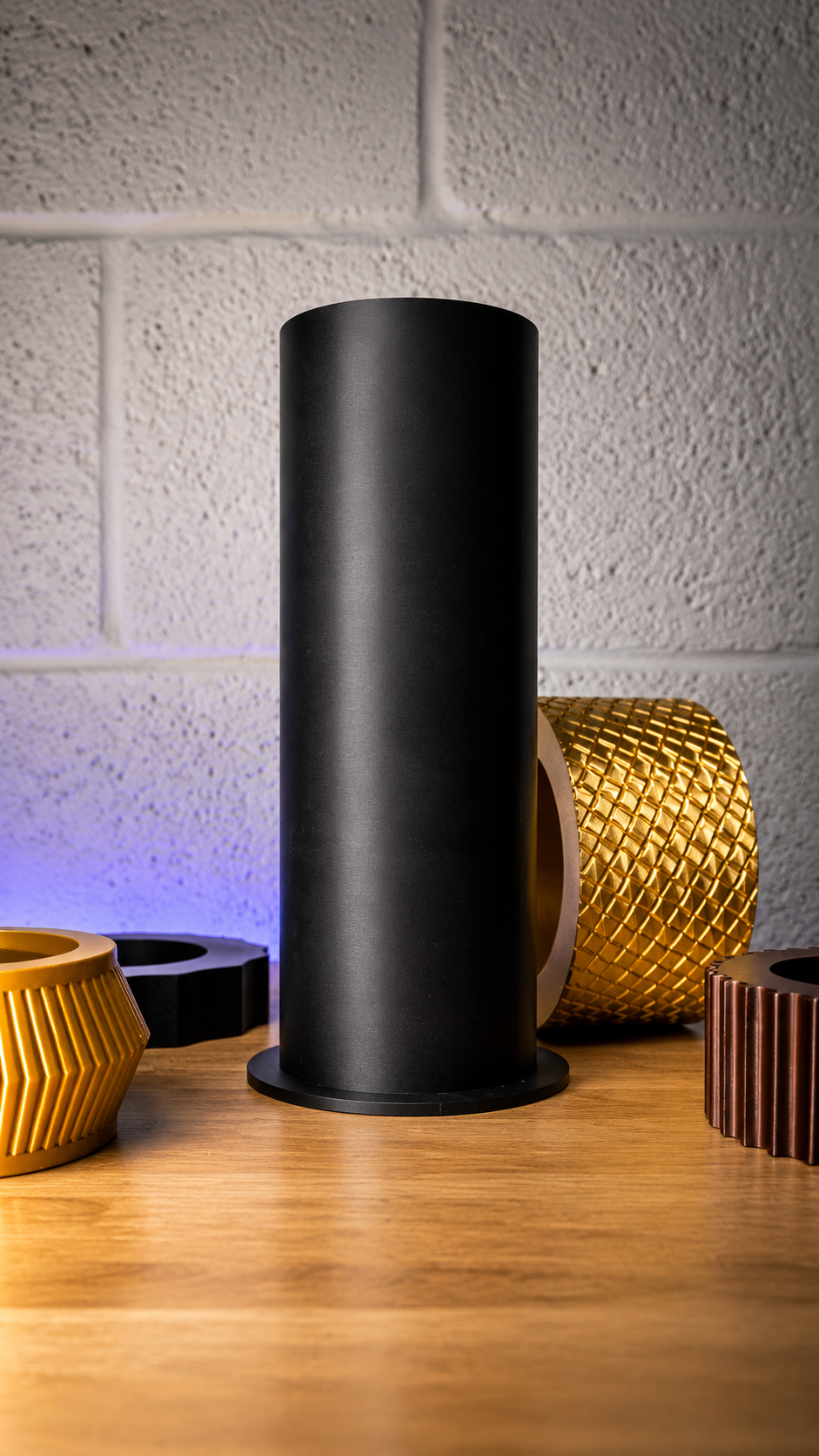 Vase TOTEM coloris ECLIPSE, vue éclatée du tube et des éléments empilables – L'Atelier Lapinou