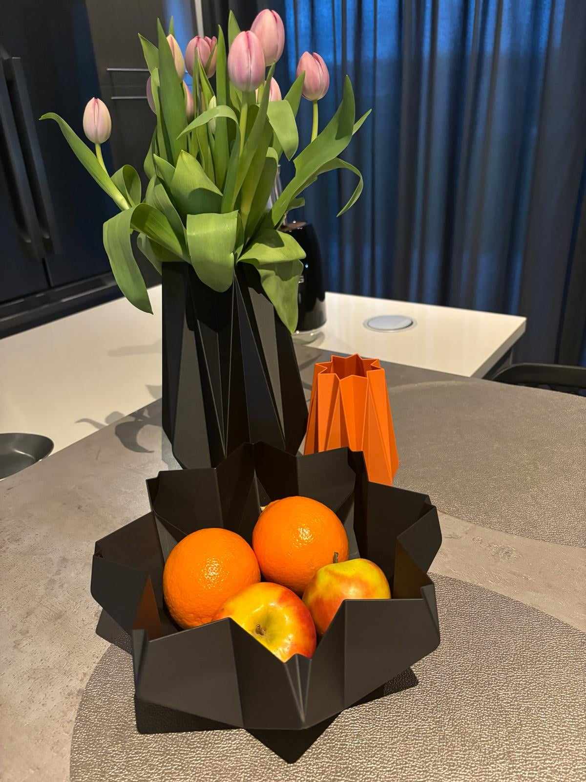 Pack Vase Quartz et corbeille NOIR