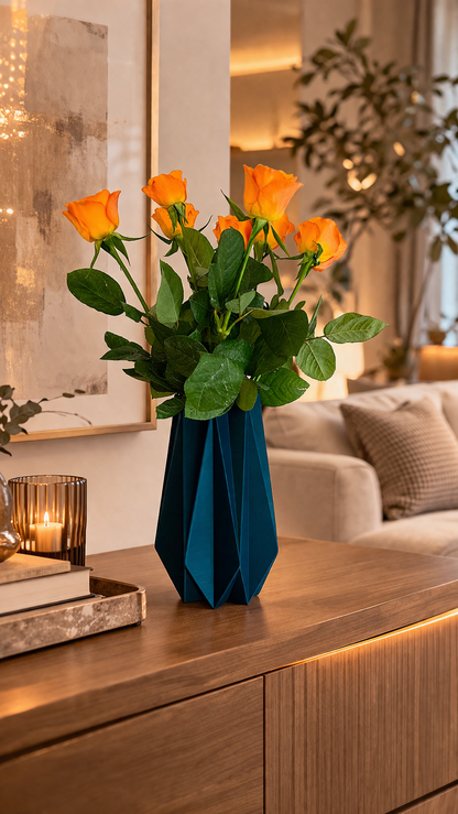 Vase QUARTZ – Vase géométrique origami imprimé en 3D, fait en Belgique